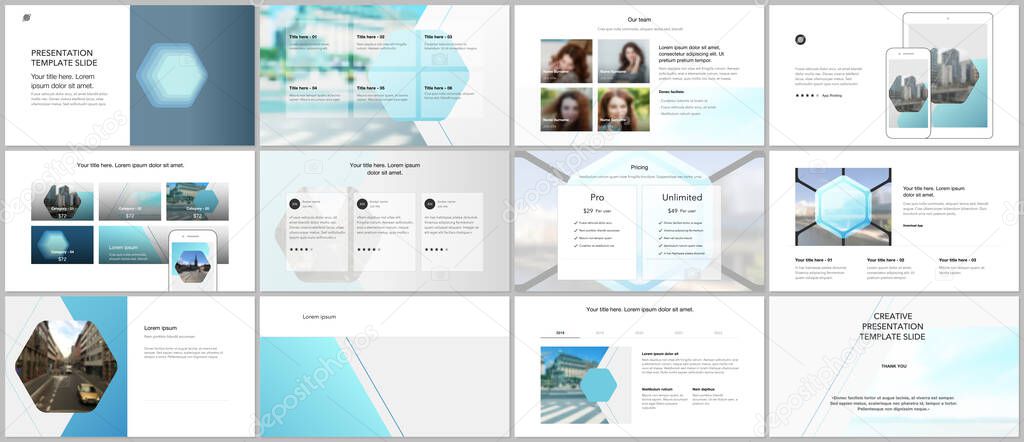 Presentation design vector templates, multipurpose template for presentation slide, flyer, brochure cover design, infographic report. Abstract geometric pattern. Corporate identity business concept.
