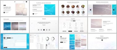 Web sitesi tasarımı, sunumlar, portföy için vektör şablonları. Sunum slaytları, broşürler, broşürler, raporlar için şablonlar. Bilim veya tıbbi konsept tasarımı için dalga akış arkaplanı.