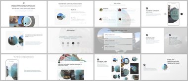Sunum tasarım vektör şablonları, sunum slaytı için çok amaçlı şablon, broşür kapağı tasarımı ve soyut daire pankartları. Sosyal medya web pankartı. Sosyal ağ fotoğraf çerçevesi.