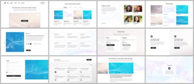 Web sitesi tasarımı, sunumlar, portföy için vektör şablonları. Sunum slaytları, broşürler, broşürler, raporlar için şablonlar. Bilim veya tıbbi konsept tasarımı için dalga akış arkaplanı.