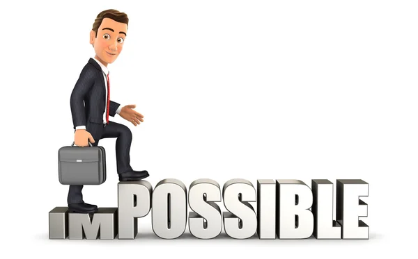 Homme d'affaires 3d transformer impossible en possible — Photo