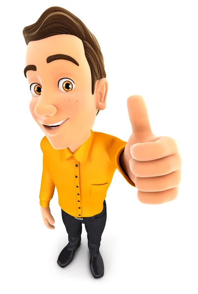 3D-Mann posiert mit erhobenem Daumen — Stockfoto