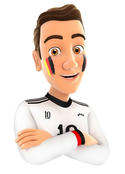 3d alemán ventilador de fútbol con los brazos cruzados — Foto de Stock
