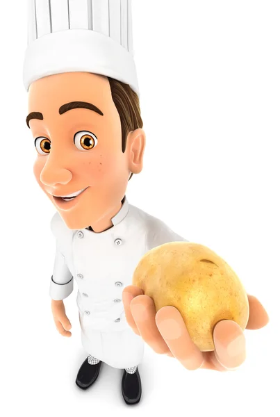 3D-chef-kok een aardappel houden — Stockfoto