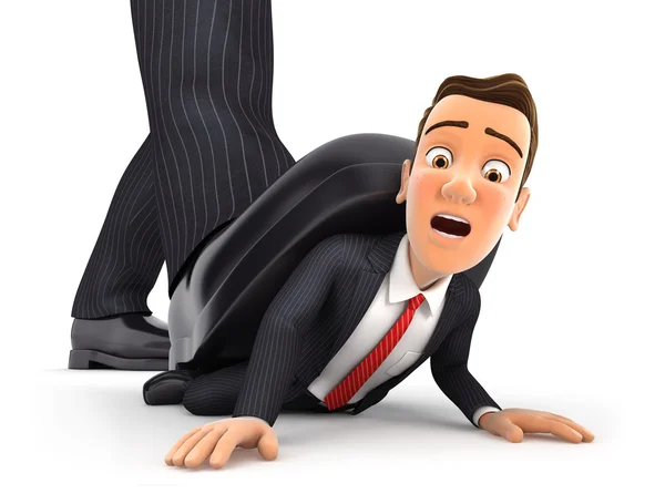 3d big foot crushing businessman