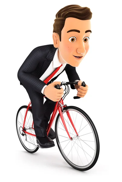3d businessman riding a bike — Stock Photo, Image
