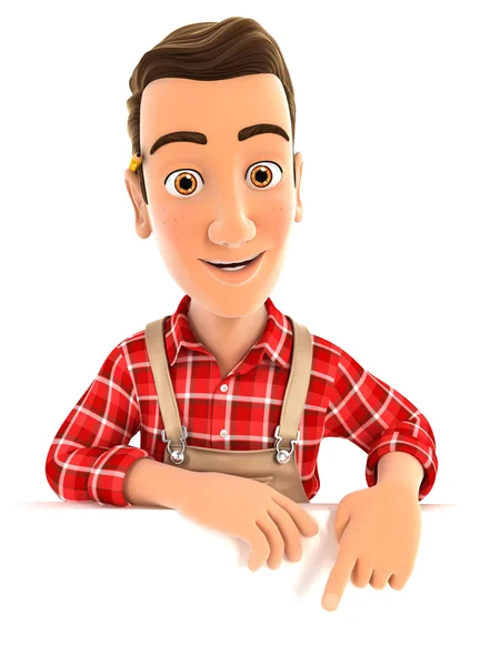 3D handyman peka tom vägg — Stockfoto