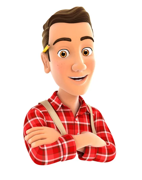 3d handyman with arms crossed — Stock Photo, Image