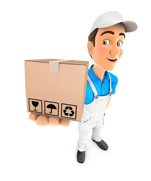 Maler Stehend Und Mit Verpackung Illustration Mit Isoliertem Weißem Hintergrund — Stockfoto