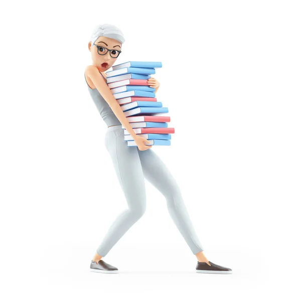 3Dシニア女性の過労 白い背景に隔離されたイラスト — ストック写真