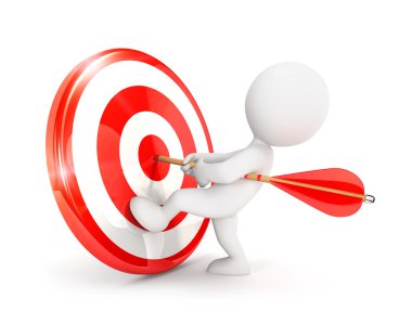 3D beyaz insanlar ok kaldırma