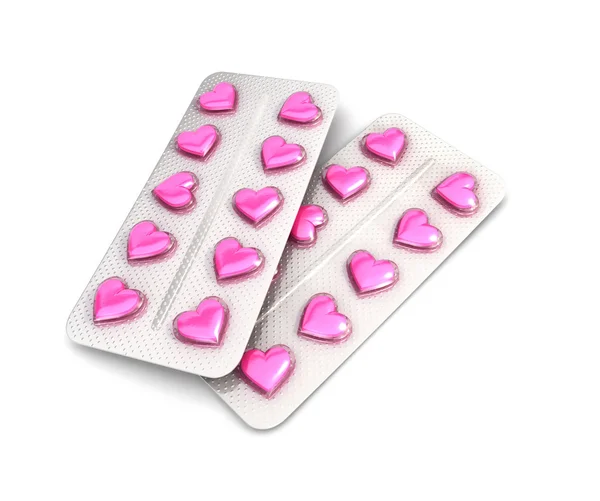 3d pastillas del corazón tableta — Foto de Stock