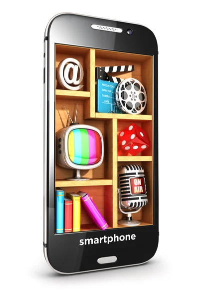 3d smartphone multimedia concept — Stock Photo, Image