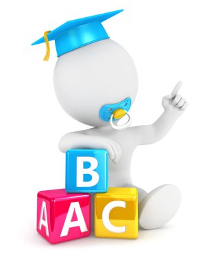 3D beyaz insanlar bebek blokları