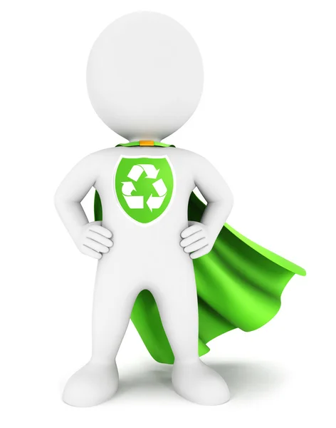 3D białych ludzi ekologiczne superbohatera — Zdjęcie stockowe