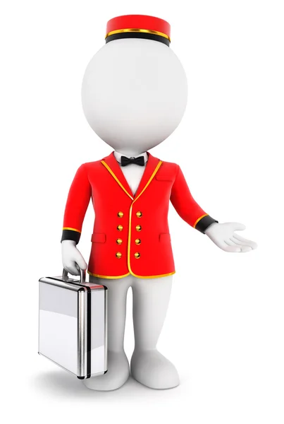 3d weiße Menschen bellboy — Stockfoto