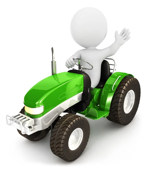 Tracteur 3d personnes blanches — Photo