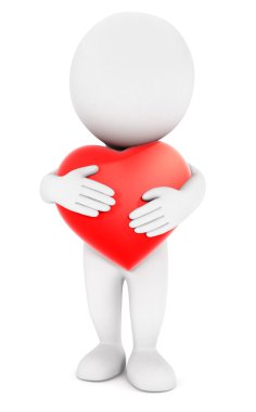 3D beyaz insanlar kalp