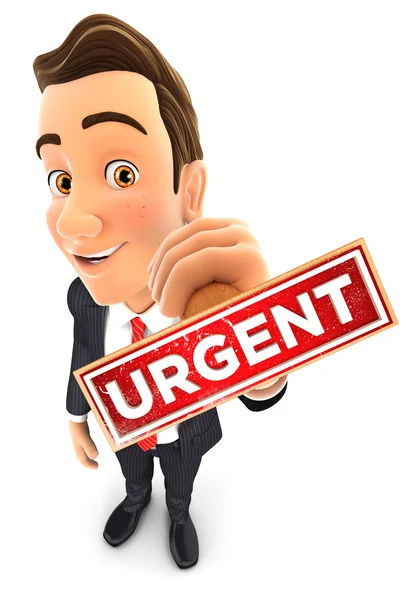3d businessman urgent stamp — Stock Photo, Image