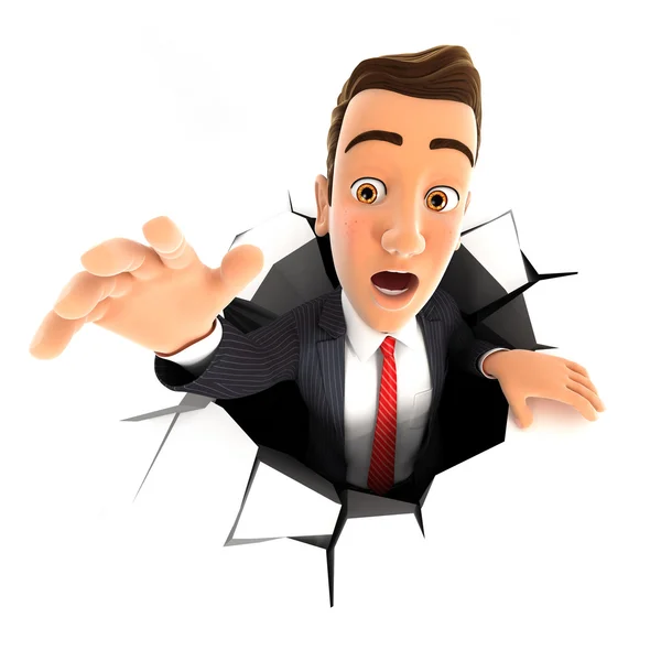 3d businessman falling down into a hole — Stock Photo, Image