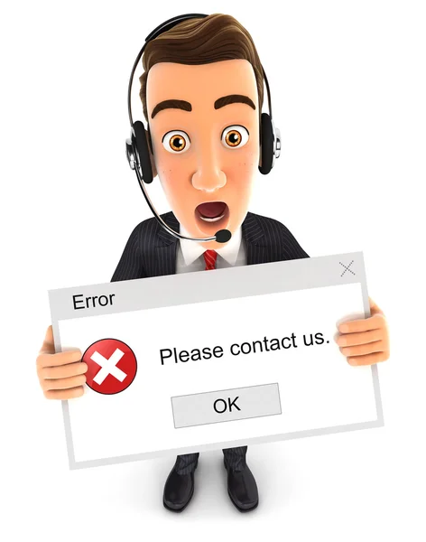 3d businessman holding an error message — Stock Photo, Image