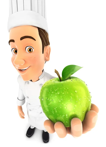 Testa 3d con mela fresca — Foto Stock