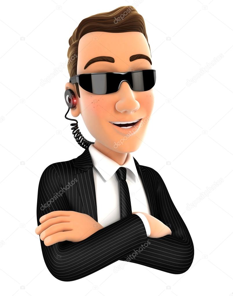 3d security agent with arms crossed