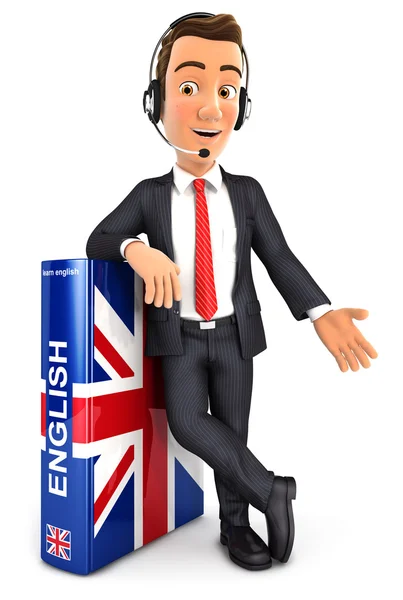 3D zakenman Engels leren — Stockfoto