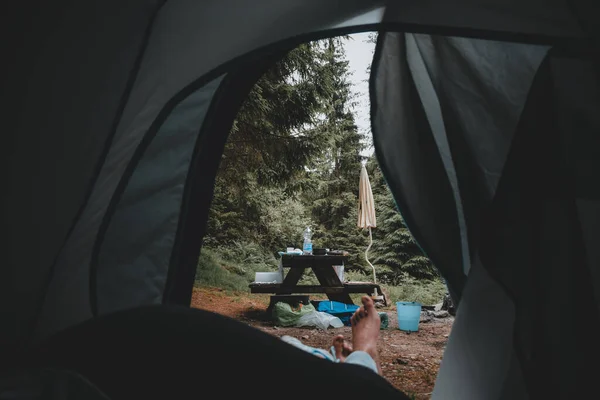 Dia Acampamento Fantástico Uma Tenda — Fotografia de Stock