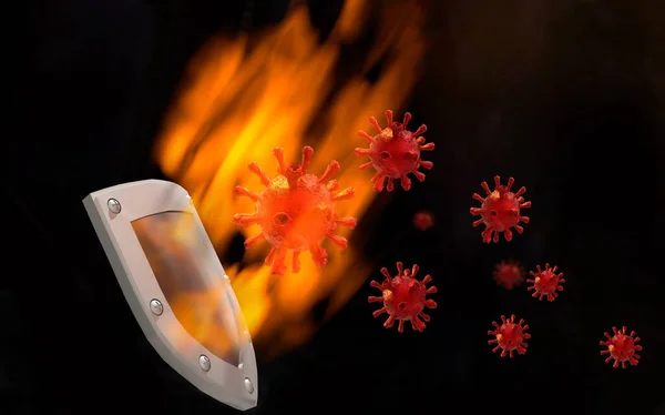 코로아 바이러스 Coavid 불길검은 배경높은 — 스톡 사진