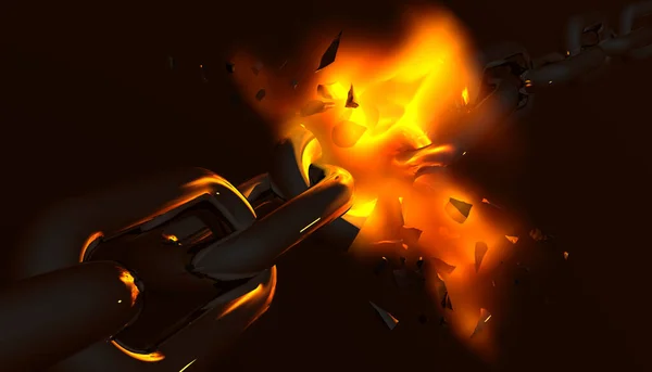 Αλυσίδα Σπάσει Σπάσιμο Φλόγες Φωτιά Μαύρο Φόντο Κρίση Οικονομίας Feellings — Φωτογραφία Αρχείου