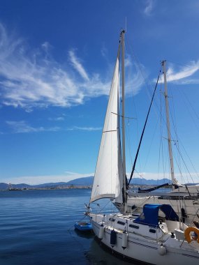 PreVEZA, GREECE, 18 EKİM 2020, Güz mevsiminde yelkenli yelkenli yelkenli yelkenlisi dersleri