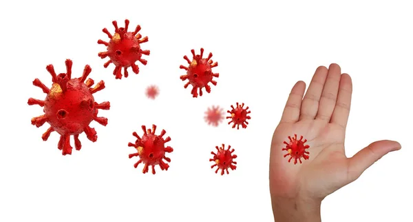 Covid Coronavirus Stop Fight Protect Hand Isolated Rendering — Stock Photo, Image