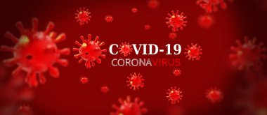virüs covid-19 covid-19 virüs coronavirüs kırmızı xmas arkaplan beyaz metin - 3D