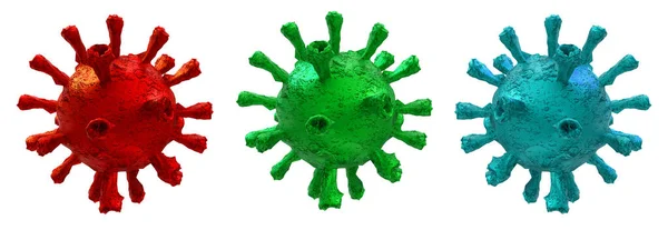 Covid Virus Coronavirus Rojo Verde Azul Aislado Para Fondo Covid —  Fotos de Stock