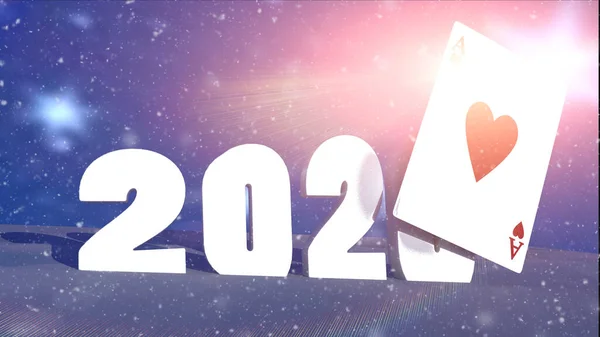 2021 Kartu Tahun Baru Biru Nigtt Beruntung Tahun Baru Rendering — Stok Foto