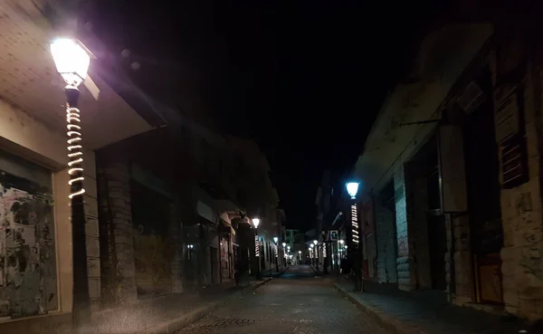 Ioannina City Old Narrow Street Night Xmas Christmas Greece — Stock Photo, Image