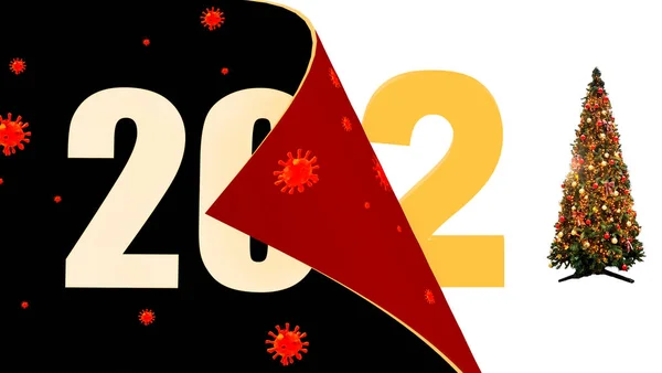 2021 Boom Gouden Verandering Keerpagina Nieuwjaar Covid Coronavirus Een Rendering — Stockfoto
