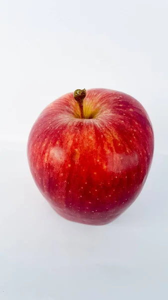 แอปเป ลผลไม แดงโดดเด ยวพ นหล ขาว — ภาพถ่ายสต็อก