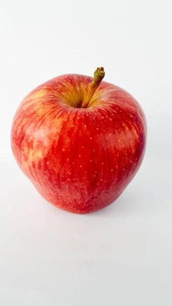 Яблочный Плод Спелый Красный Изолированный Белый Backgroud — стоковое фото