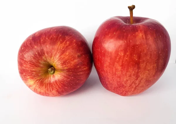 Яблочный Плод Спелый Красный Изолированный Белый Backgroud — стоковое фото