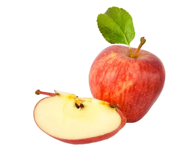 Pomme Fruit Mûr Rouge Isolé Blanc Backgroud — Photo