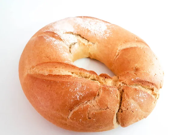 Bread Circle Isolated Baked One — Stock Photo, Image