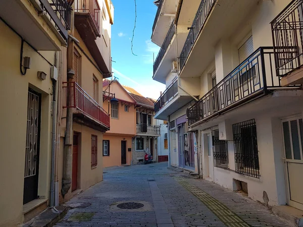 Ioannina Cidade Velha Cidade Estradas Edifícios Casas Empy Tarde Grécia — Fotografia de Stock