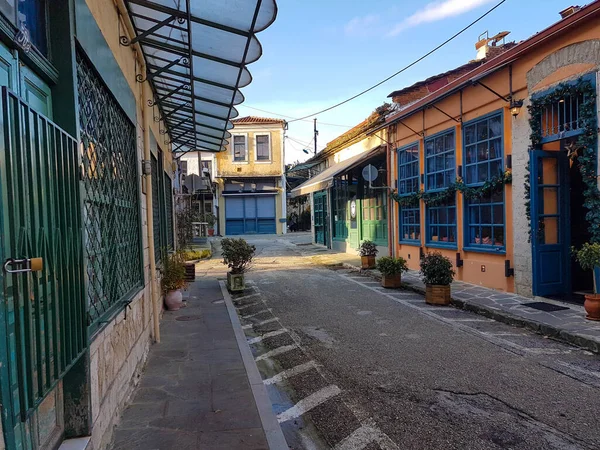Ioannina Ciudad Ciudad Vieja Carreteras Edificios Casas Empy Tarde Grecia — Foto de Stock