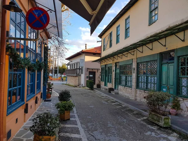 Ioannina Ciudad Ciudad Vieja Carreteras Edificios Casas Empy Tarde Grecia — Foto de Stock