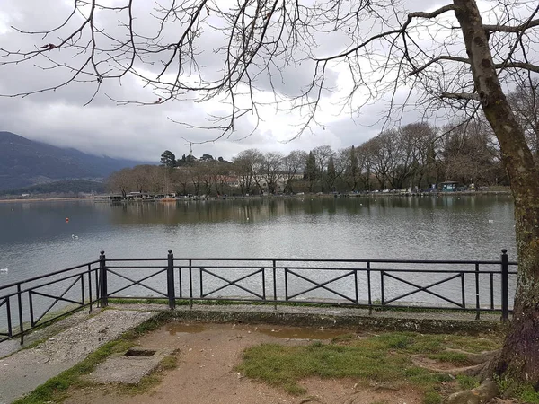 Ioannina Oder Giannea Stadt Der Wintersaison Einem Regnerischen Tag Griechenland — Stockfoto