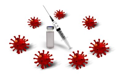 Aşı Covid-19 Coronavirus virüs zinciri şırınga enjeksiyonu izole edildi.