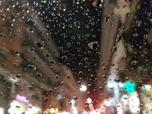 Gotas Lluvia Noche Invierno Ioannina Ciudad Griega — Foto de Stock