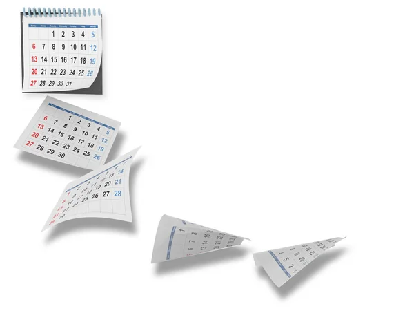 Takvim uçan sayfalar zaman geçişi Metnin için aylarca boşluk - 3d oluşturma